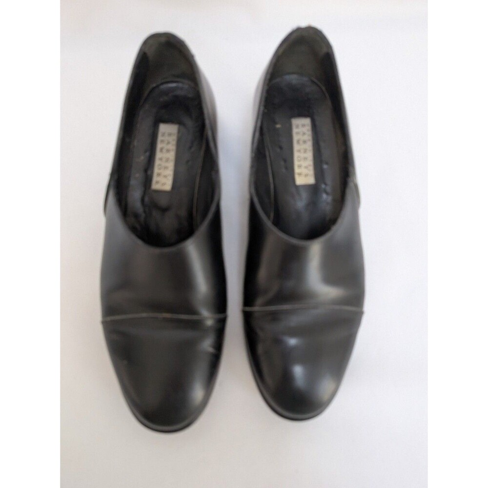 Barney’s New York Womens Sz 41 US 10 Black Leather Loafers Slip On Shoes Vtg.